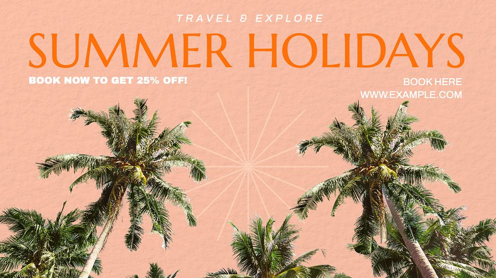 Summer trip  blog banner template, editable text