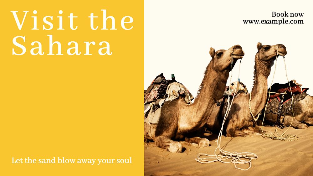 Visit Sahara  blog banner template, editable text