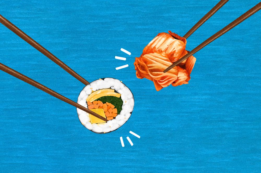 Kimbap & Kimchi, Korean food illustration, editable design