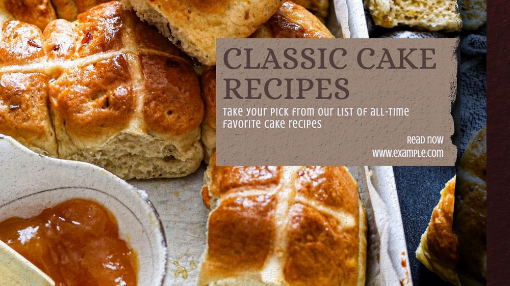 Classic cake recipe blog banner template, editable text