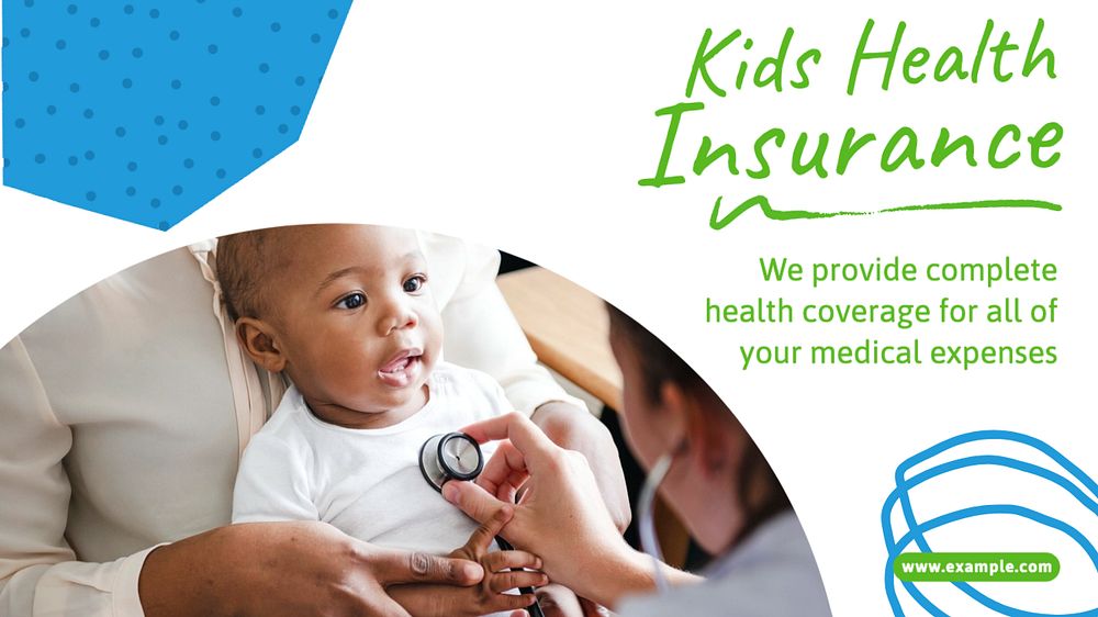 Kids insurance blog banner template, editable text