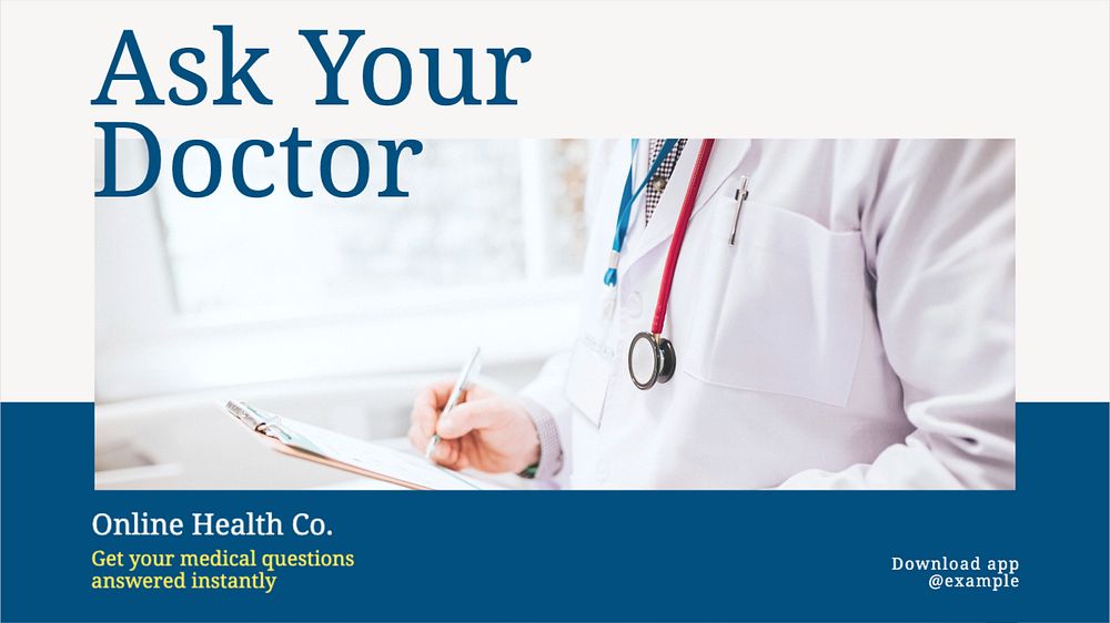 Ask your doctor blog banner template, editable text