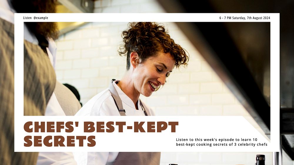 Chefs' secrets  blog banner template, editable text