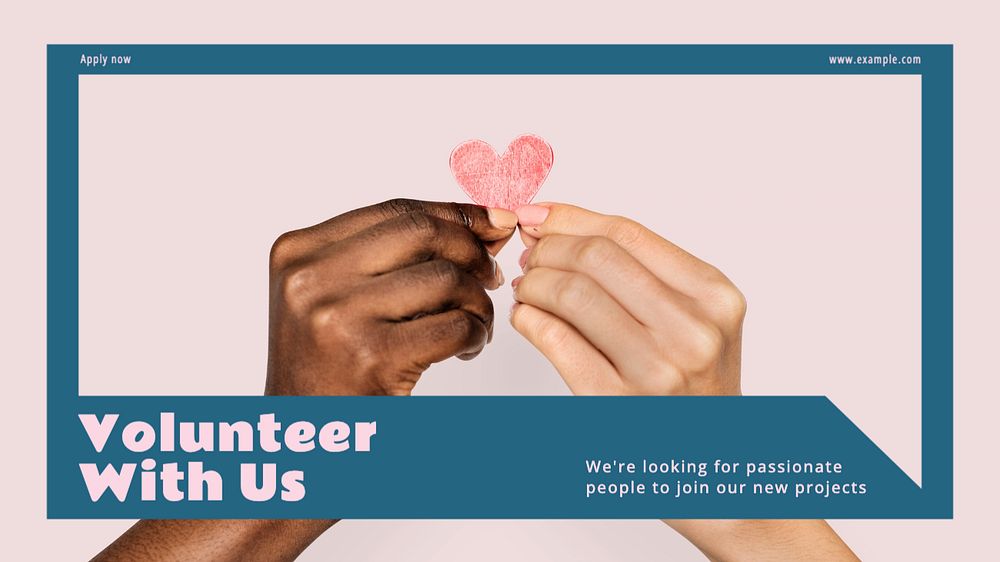 Volunteer with us  blog banner template, editable text