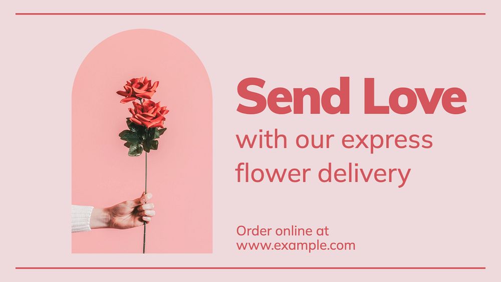 Flower delivery  blog banner template, editable text