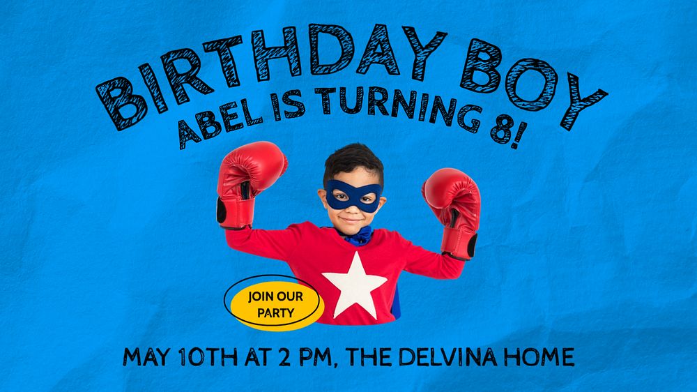 Birthday boy  blog banner template, editable text