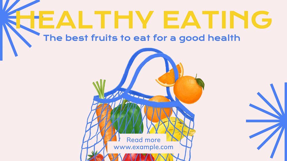 Healthy eating  blog banner template, editable text