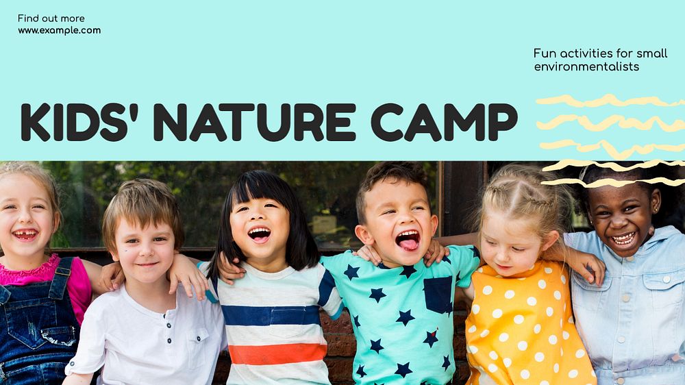 Kids nature camp  blog banner template, editable text