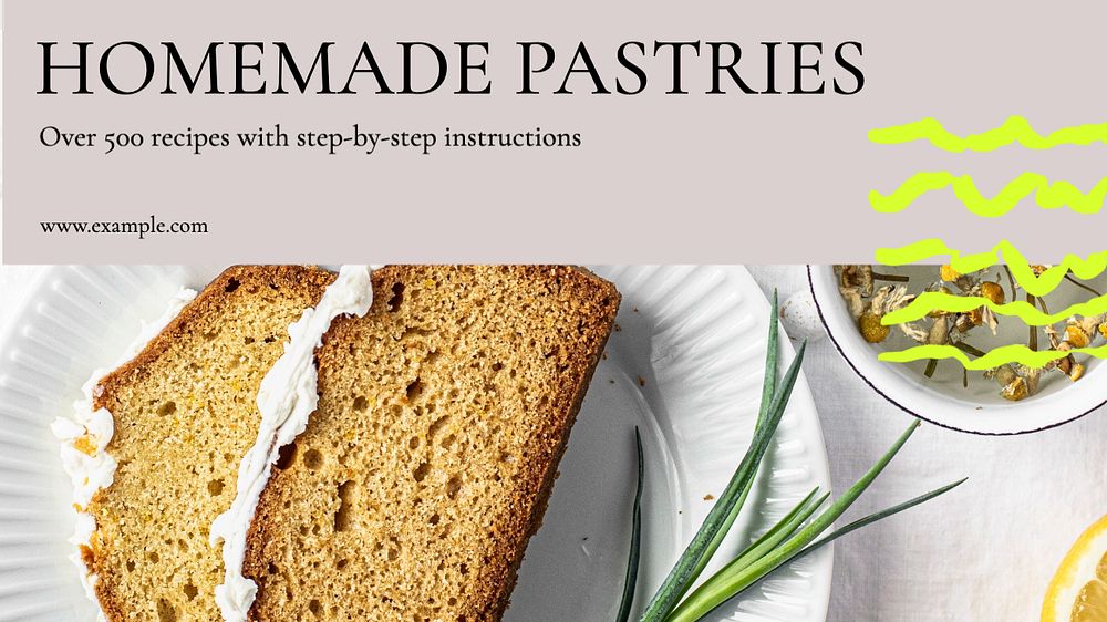 Homemade pastries  blog banner template, editable text