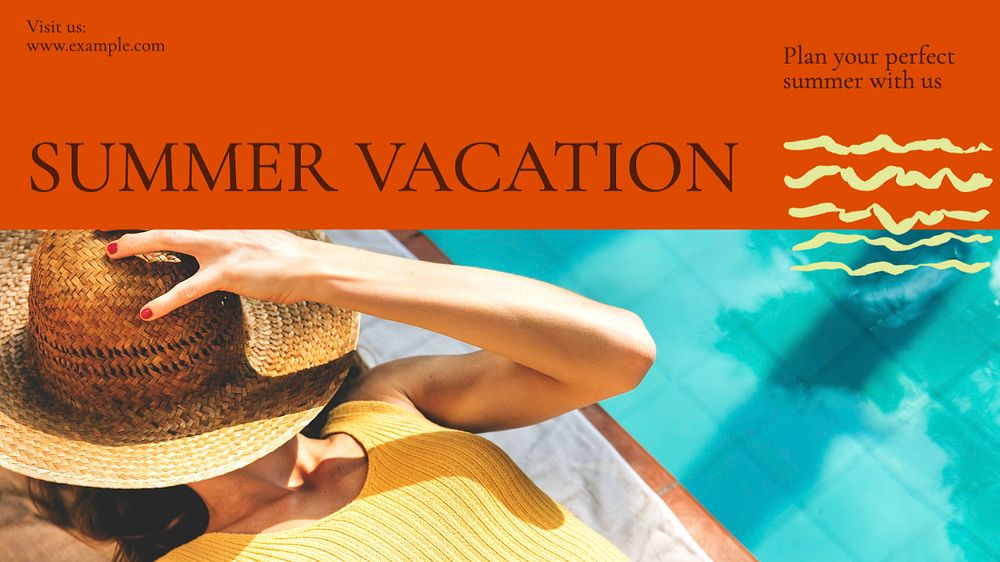 Summer vacation  blog banner template, editable text