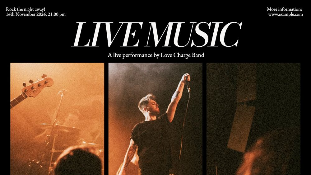 Live music  blog banner template, editable text