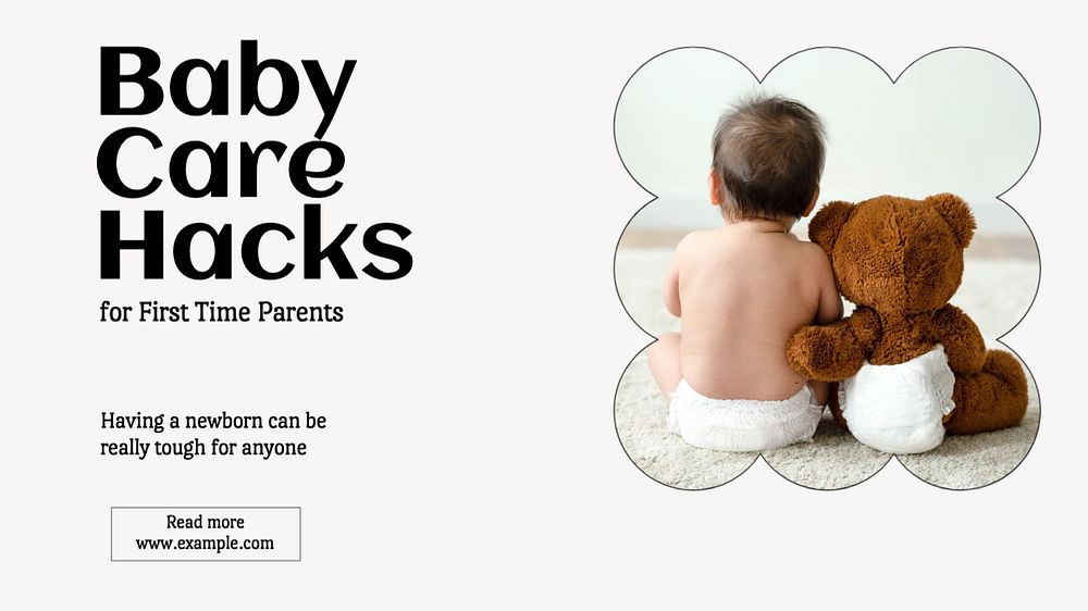 Baby care hacks  blog banner template, editable text