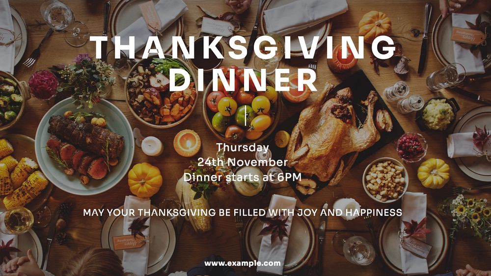 Thanksgiving dinner party blog banner template, editable text