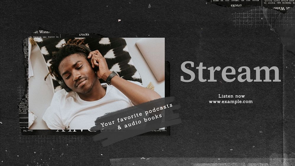 Stream blog banner template, editable text