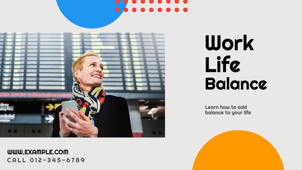 Work life balance blog banner template, editable text