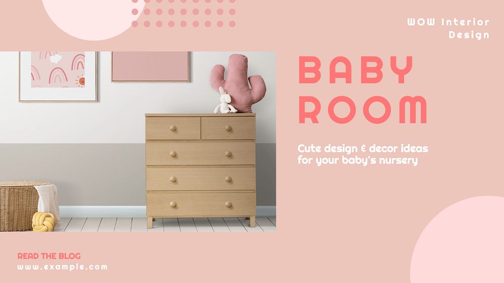 Baby room blog banner template, editable text