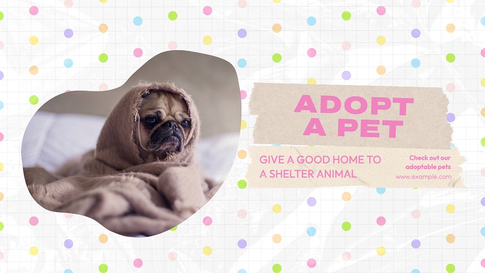 Adopt a pet blog banner template, editable text