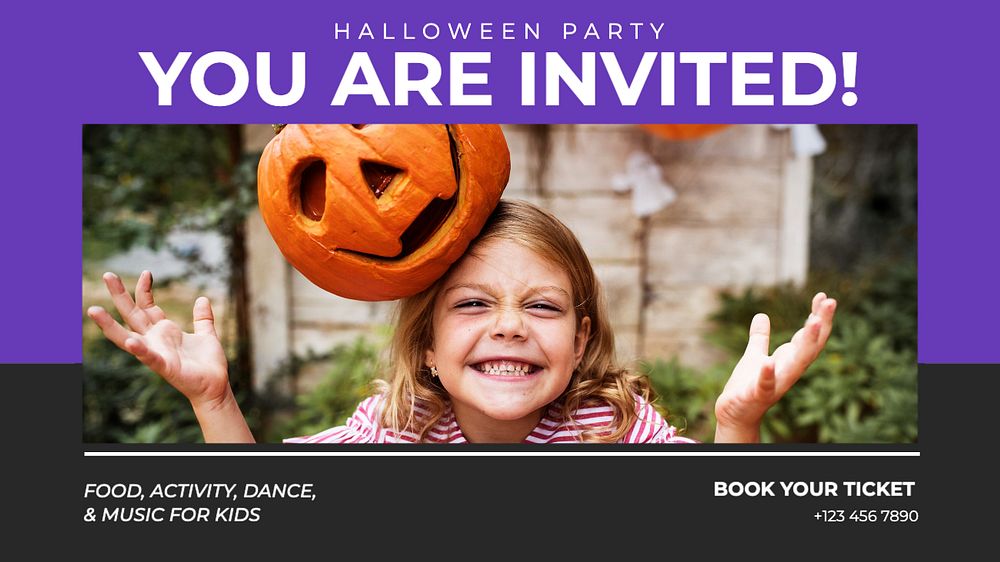 Halloween party blog banner template, editable text