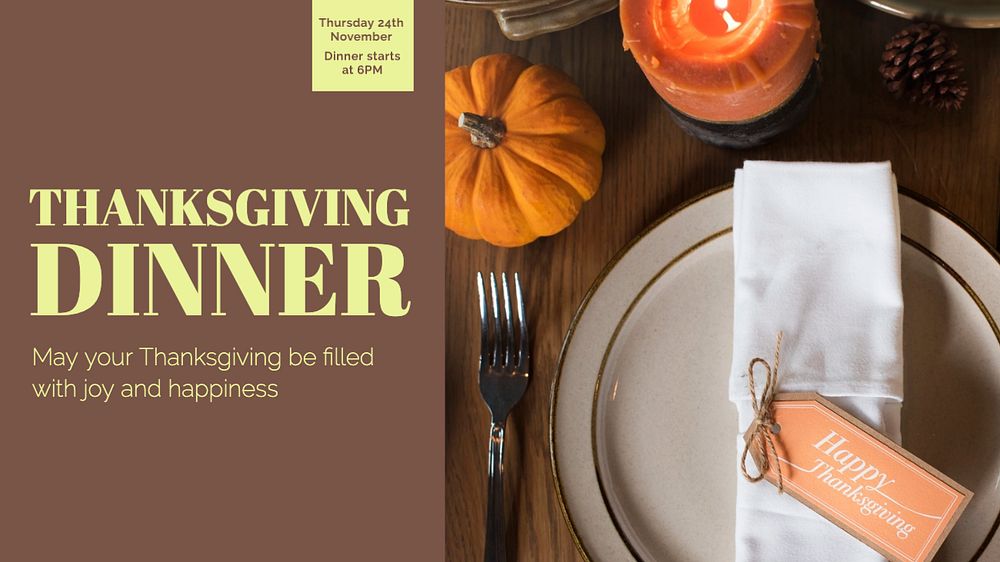 Thanksgiving dinner party blog banner template, editable text