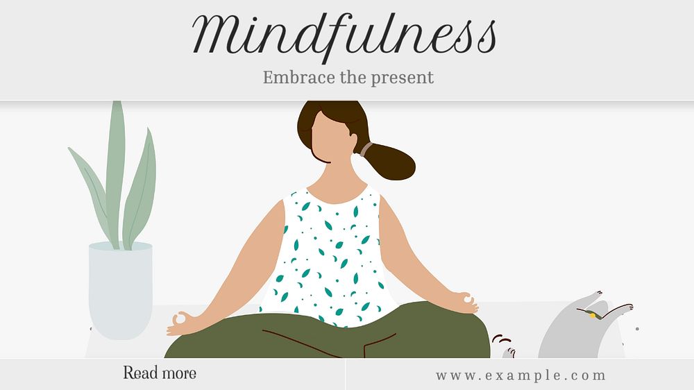 Mindfulness  blog banner template, editable text