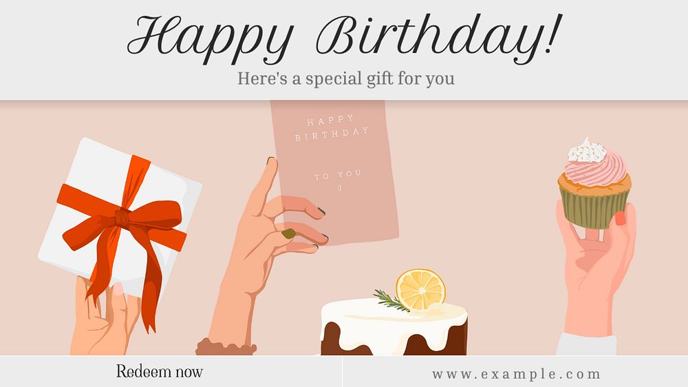 Happy birthday  blog banner template, editable text