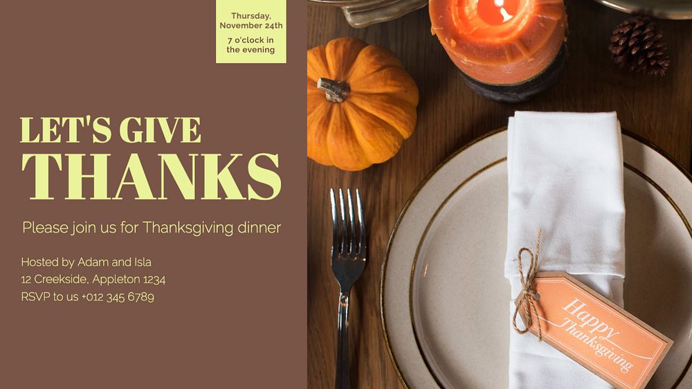 Thanksgiving dinner invitation blog banner template, editable text