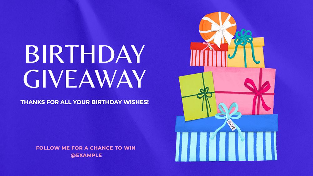 Birthday giveaway  blog banner template, editable text