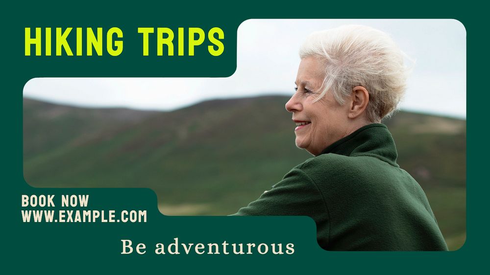 Hiking trips  blog banner template, editable text