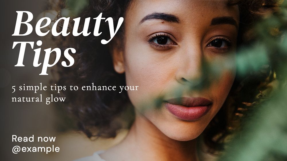 Beauty tips  blog banner template, editable text