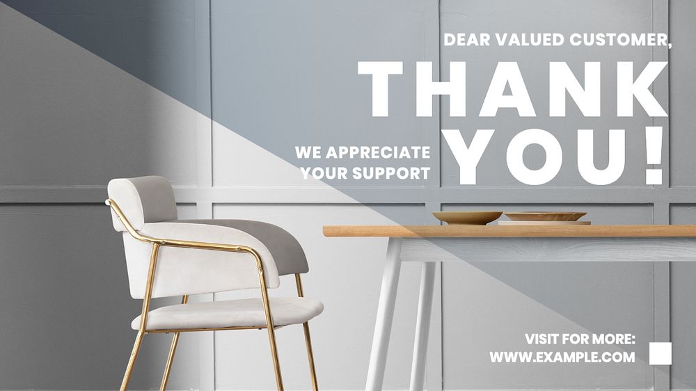 Thank you customer  blog banner template, editable text