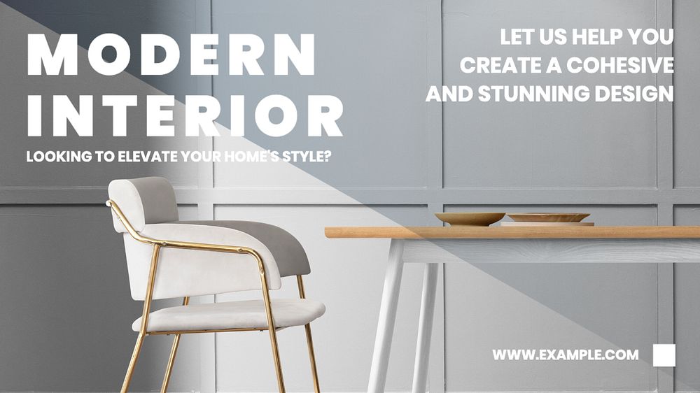 Modern interior  blog banner template, editable text