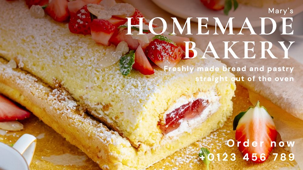 Homemade bakery  blog banner template, editable text