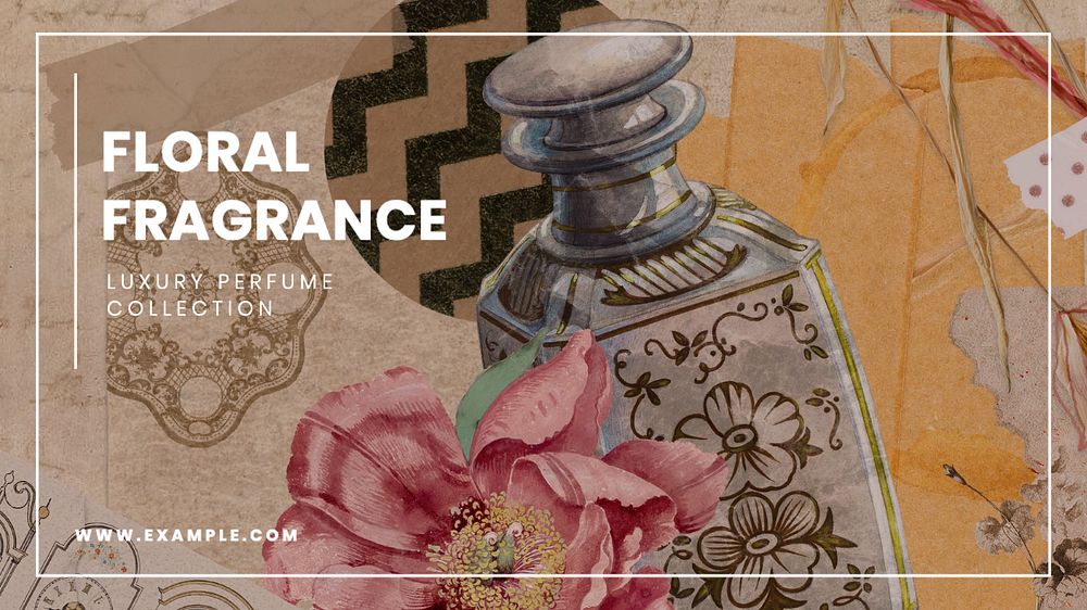 Floral fragrance  blog banner template, editable text