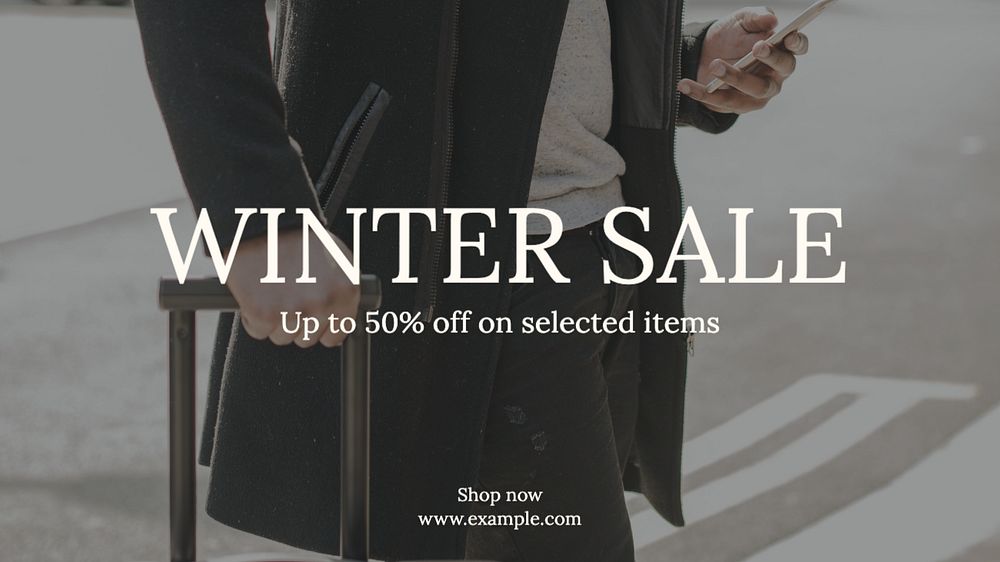 Winter sale  blog banner template, editable text