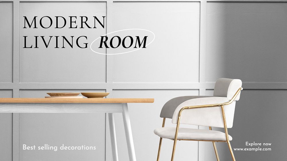 Modern living room  blog banner template, editable text