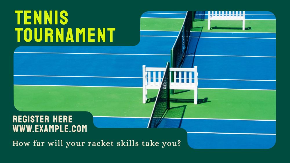 Tennis tournament  blog banner template, editable text