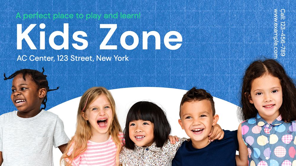 Kids zone blog banner template, editable text