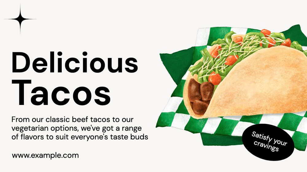 Delicious tacos blog banner template, editable text