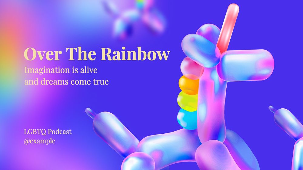 LGBTQ podcast blog banner template, editable text