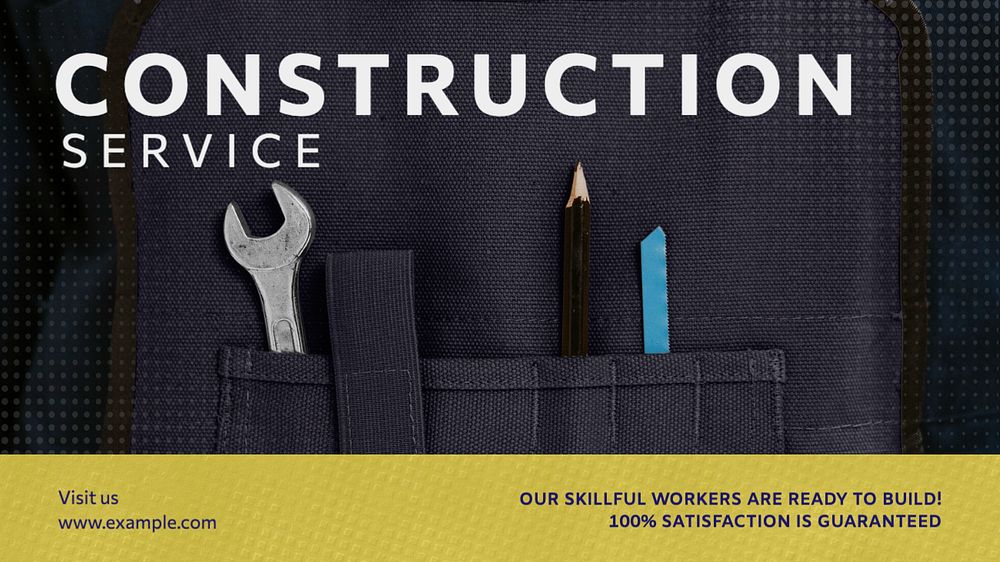 Construction service  blog banner template, editable text