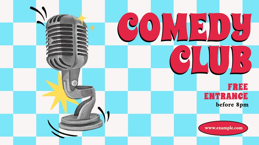 Comedy club  blog banner template, editable text