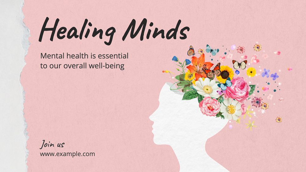 Mental health  blog banner template, editable text