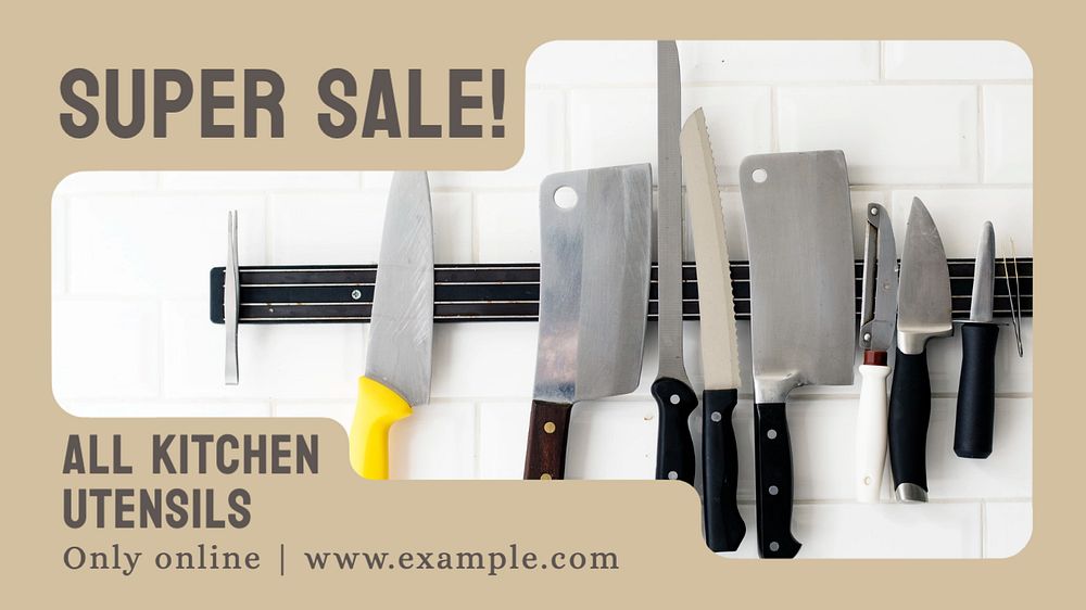 Kitchen sale  blog banner template, editable text