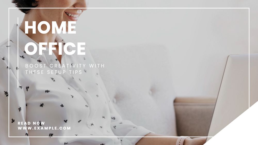 Home office  blog banner template, editable text