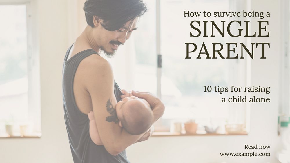 Single parent tips  blog banner template, editable text