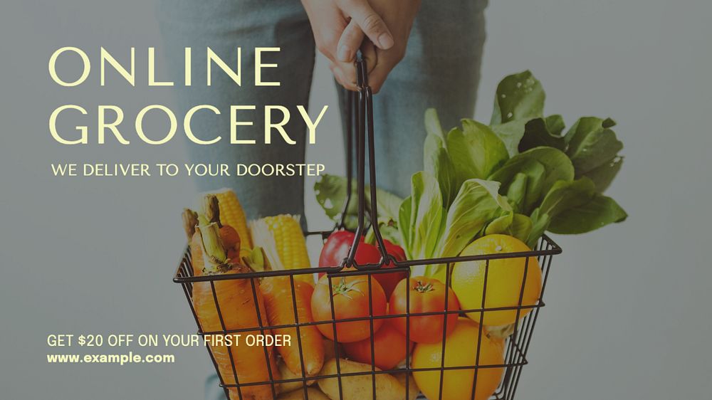 Online grocery blog banner template, editable design