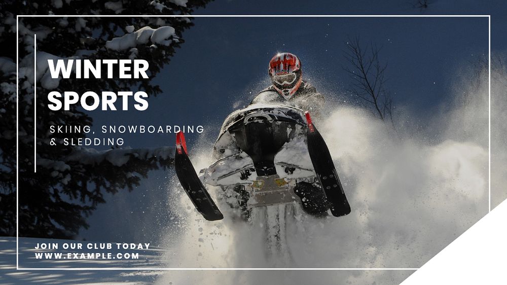 Winter sports  blog banner template, editable text