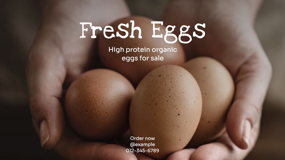 Fresh eggs  blog banner template, editable text