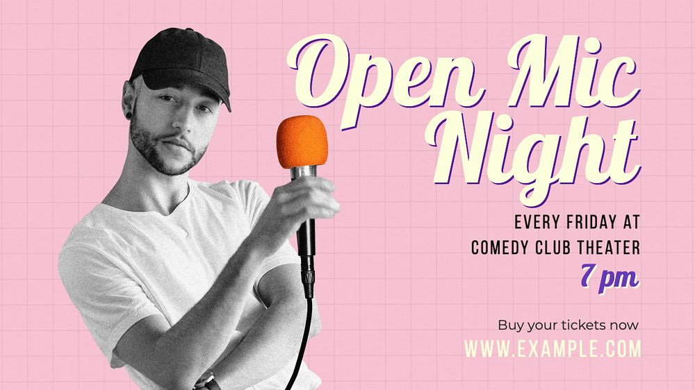 Open mic night  blog banner template, editable text