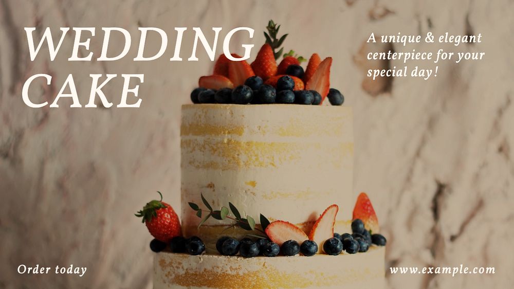 Wedding cake  blog banner template, editable text